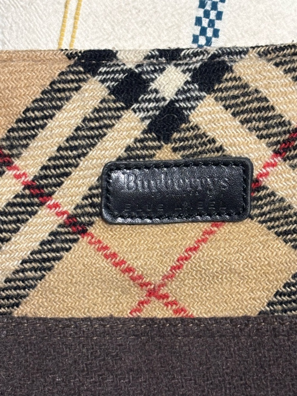 Burberry Vintage Blue Label Wool Tote with Leather Handles - Picture 2 of 9